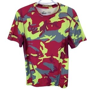 Nike Pro sz S Combat Neon Camo Fitted Hypercool Short Sleeve Men’s Tee T-Shirt